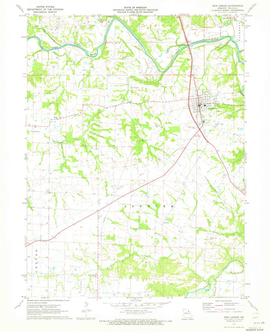 Classic USGS New London Missouri 7.5'x7.5' Topo Map Image