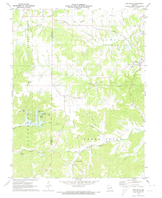 Classic USGS New Melle Missouri 7.5'x7.5' Topo Map Image