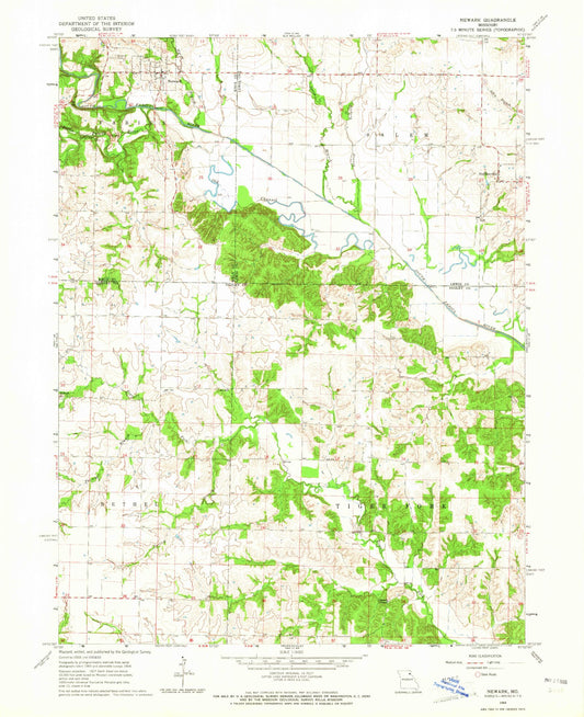 Classic USGS Newark Missouri 7.5'x7.5' Topo Map Image