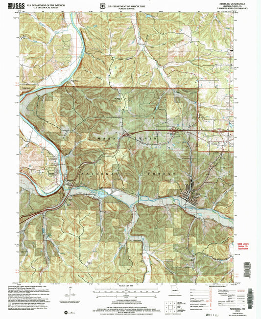 Classic USGS Newburg Missouri 7.5'x7.5' Topo Map Image
