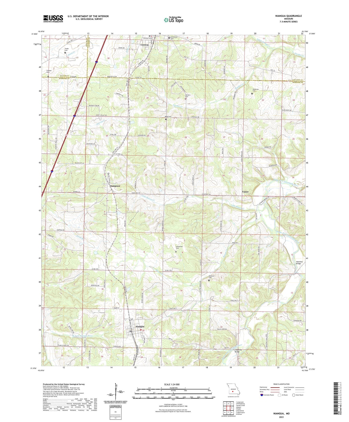Niangua Missouri US Topo Map Image