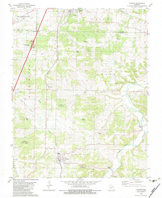 Classic USGS Niangua Missouri 7.5'x7.5' Topo Map Image