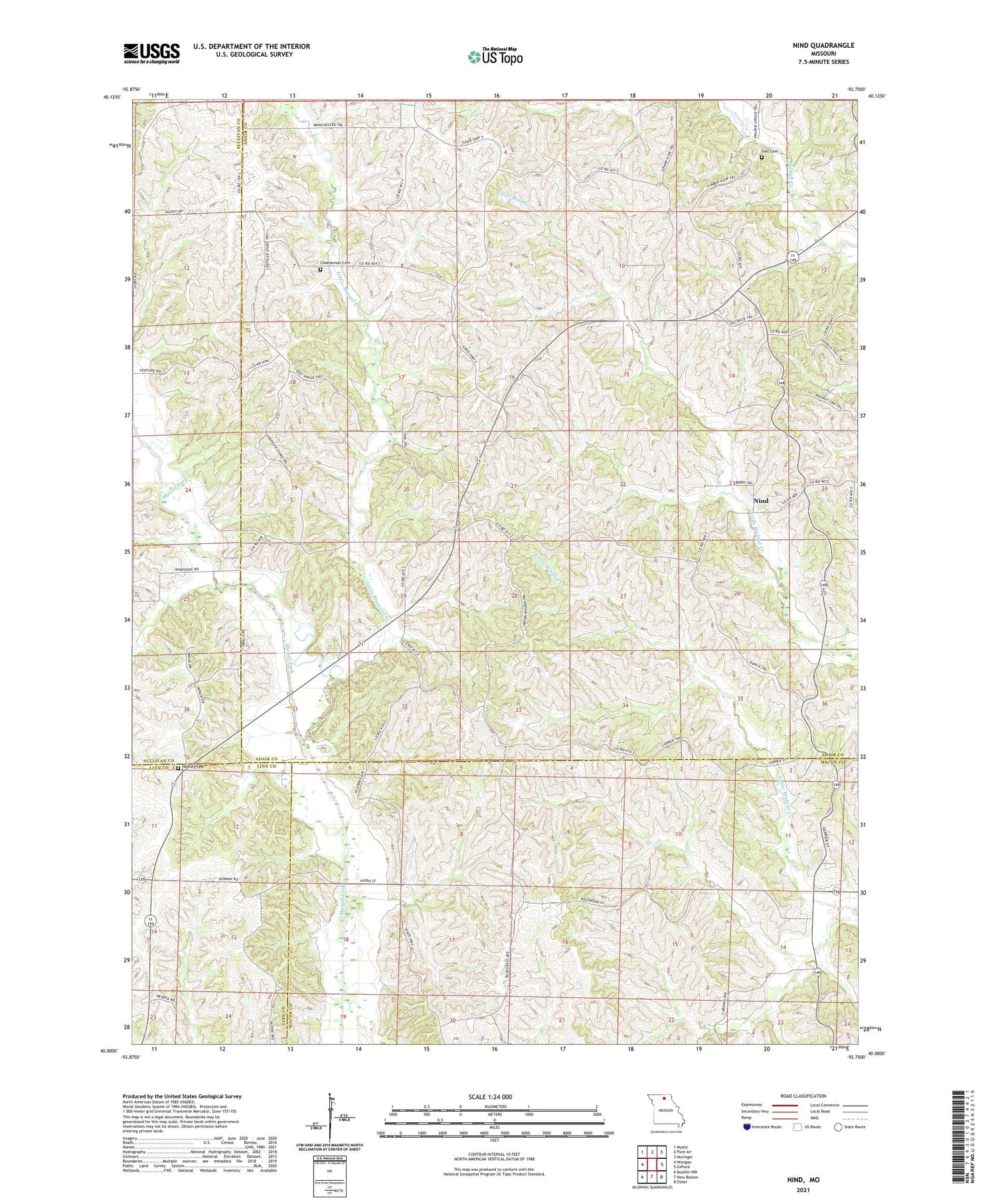 Nind Missouri US Topo Map Image