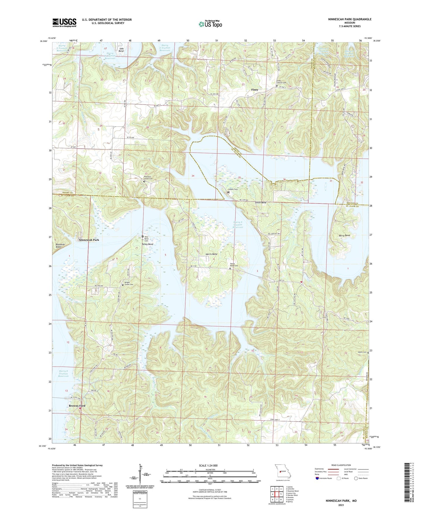 Ninnescah Park Missouri US Topo Map Image