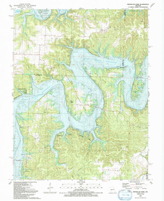 Classic USGS Ninnescah Park Missouri 7.5'x7.5' Topo Map Image