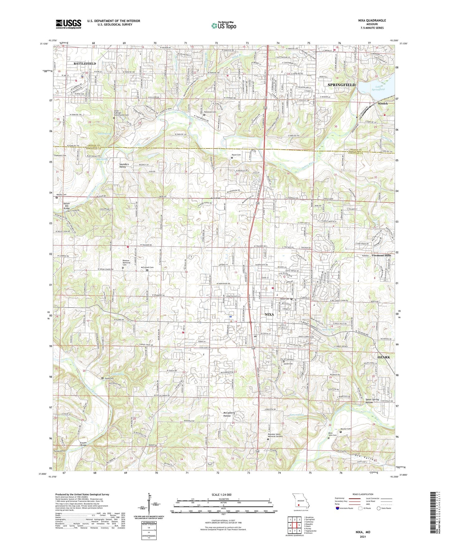 Nixa Missouri US Topo Map Image