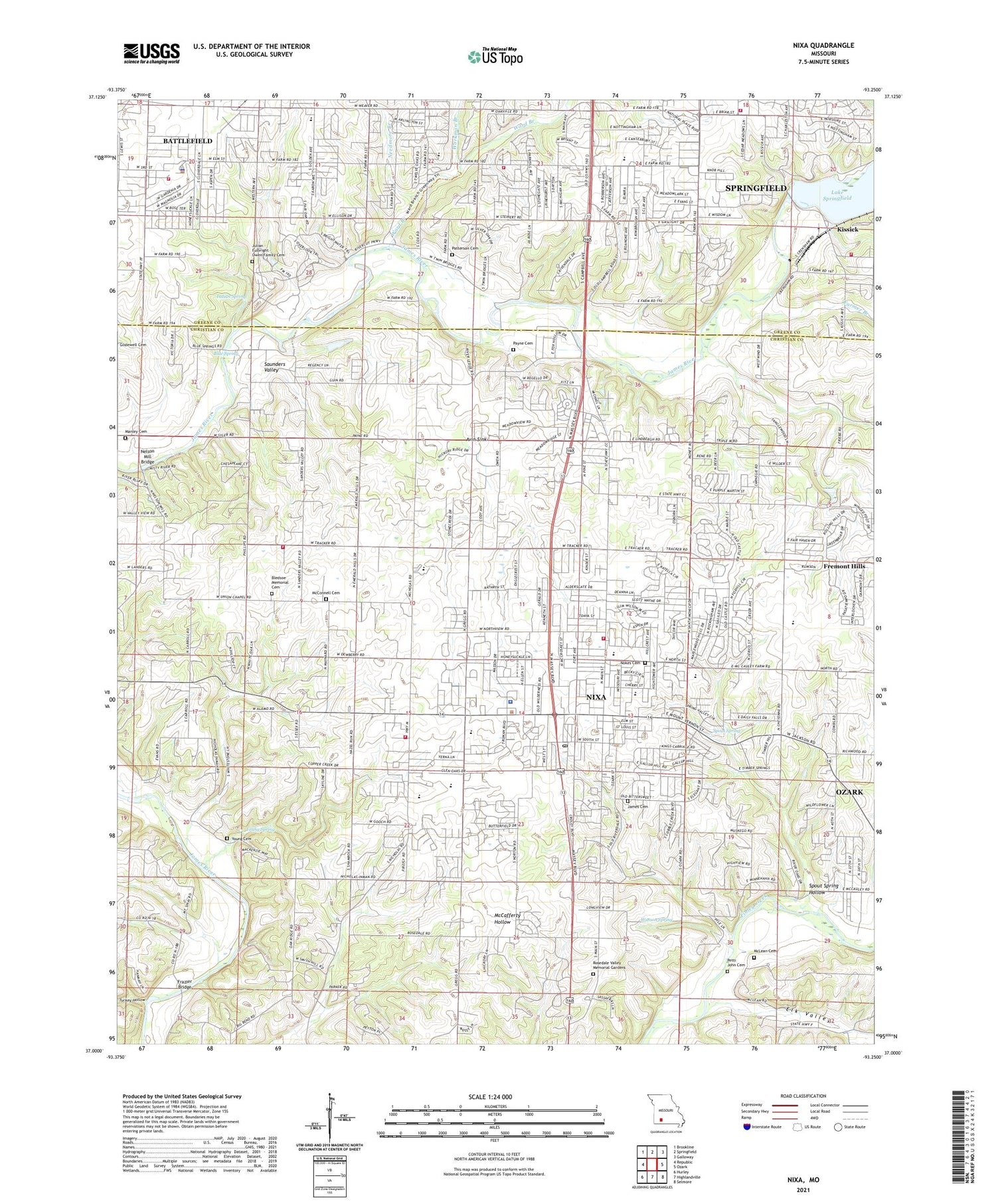 Nixa Missouri US Topo Map Image