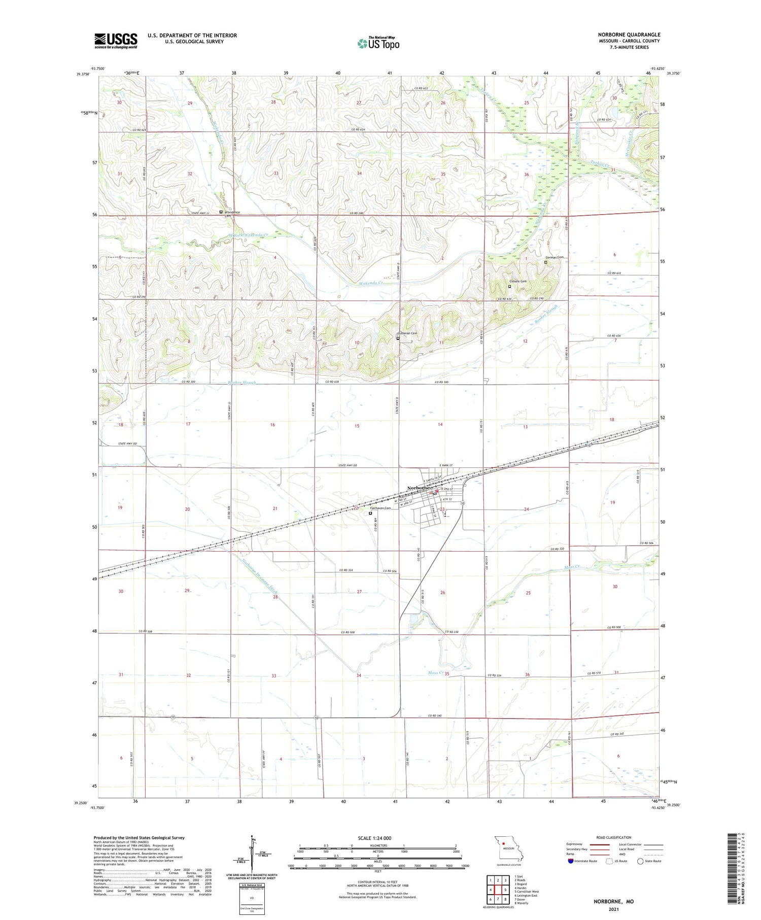 Norborne Missouri US Topo Map Image