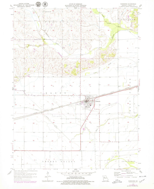 Classic USGS Norborne Missouri 7.5'x7.5' Topo Map Image