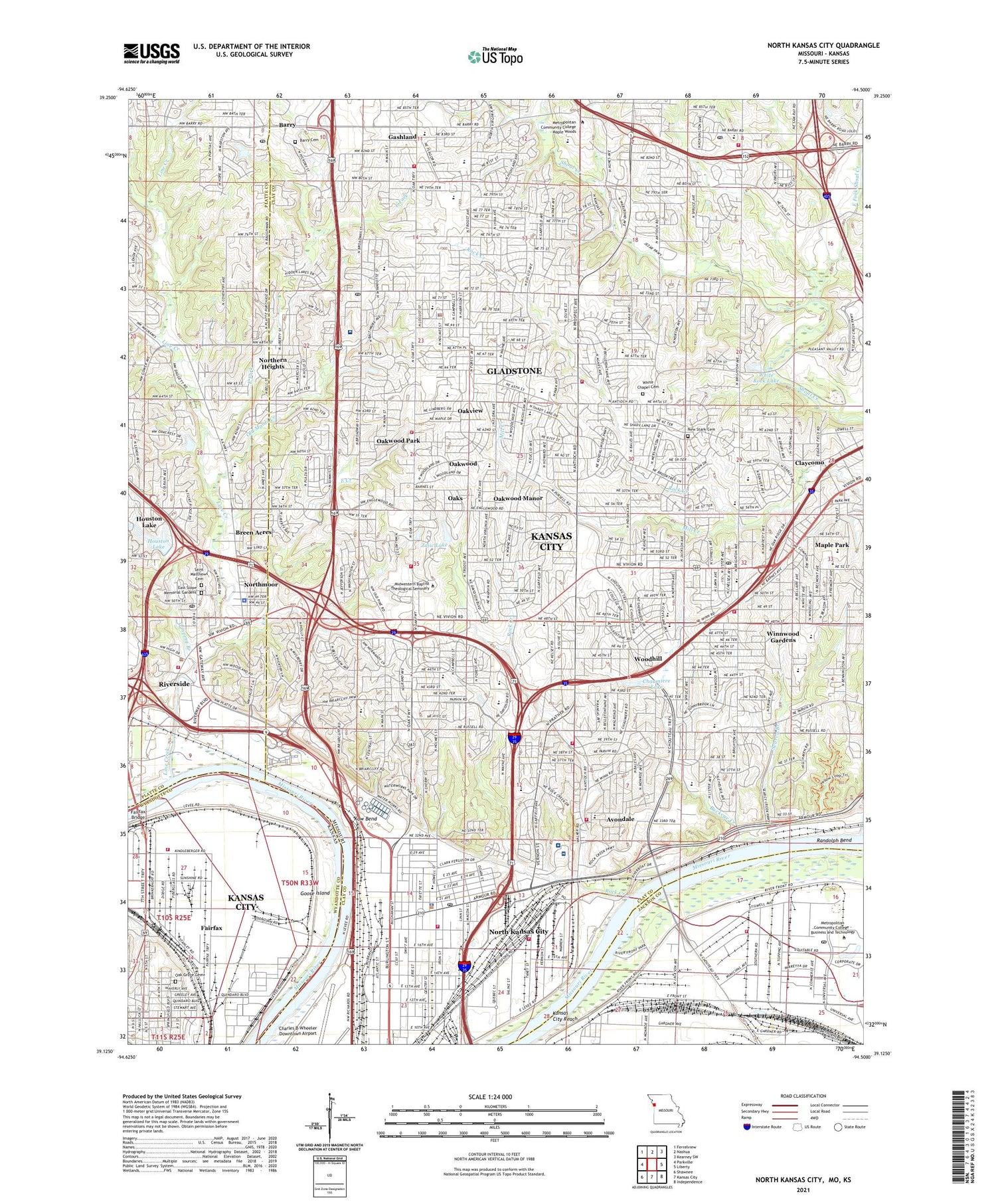 North Kansas City Missouri US Topo Map Image