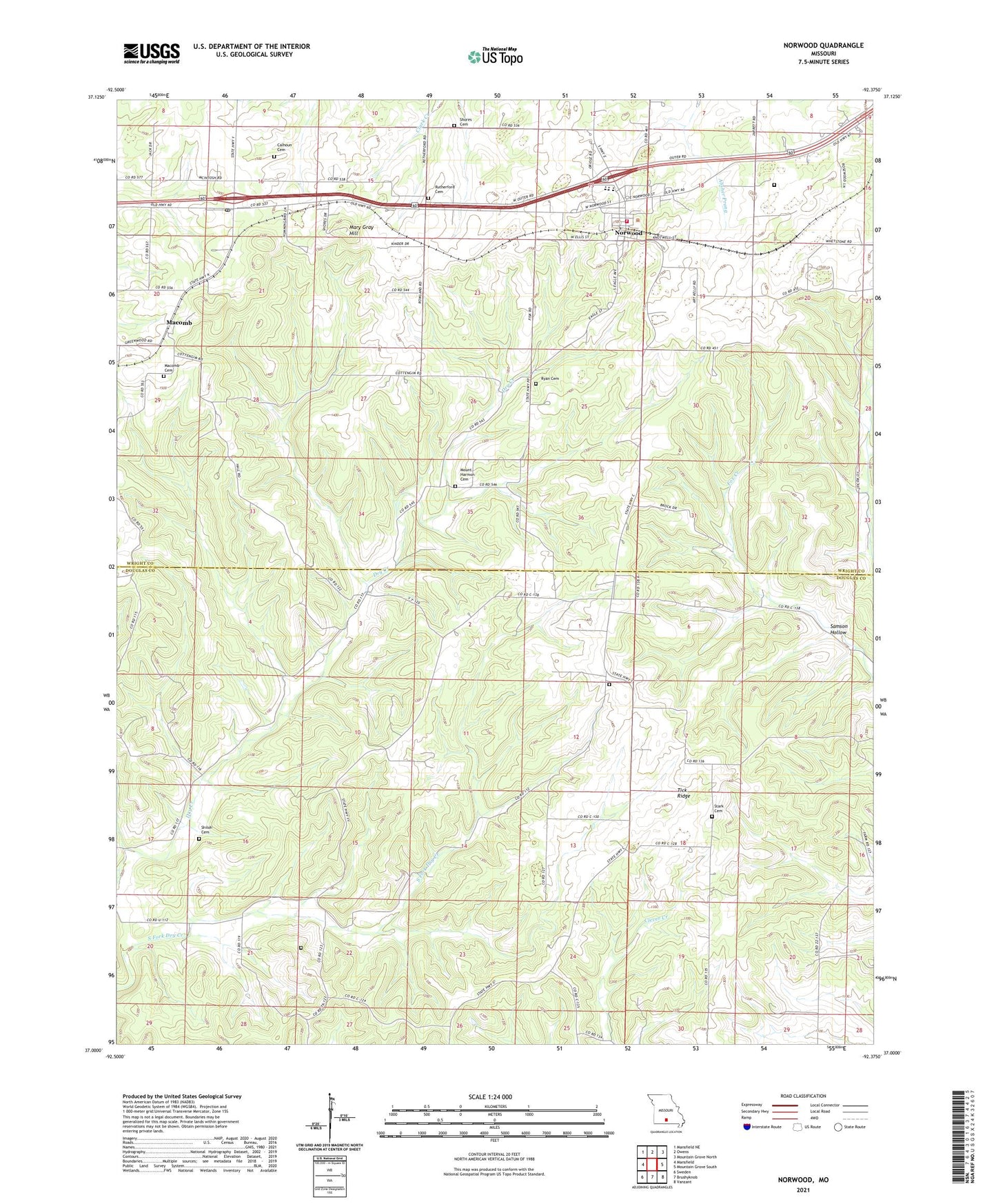 Norwood Missouri US Topo Map Image