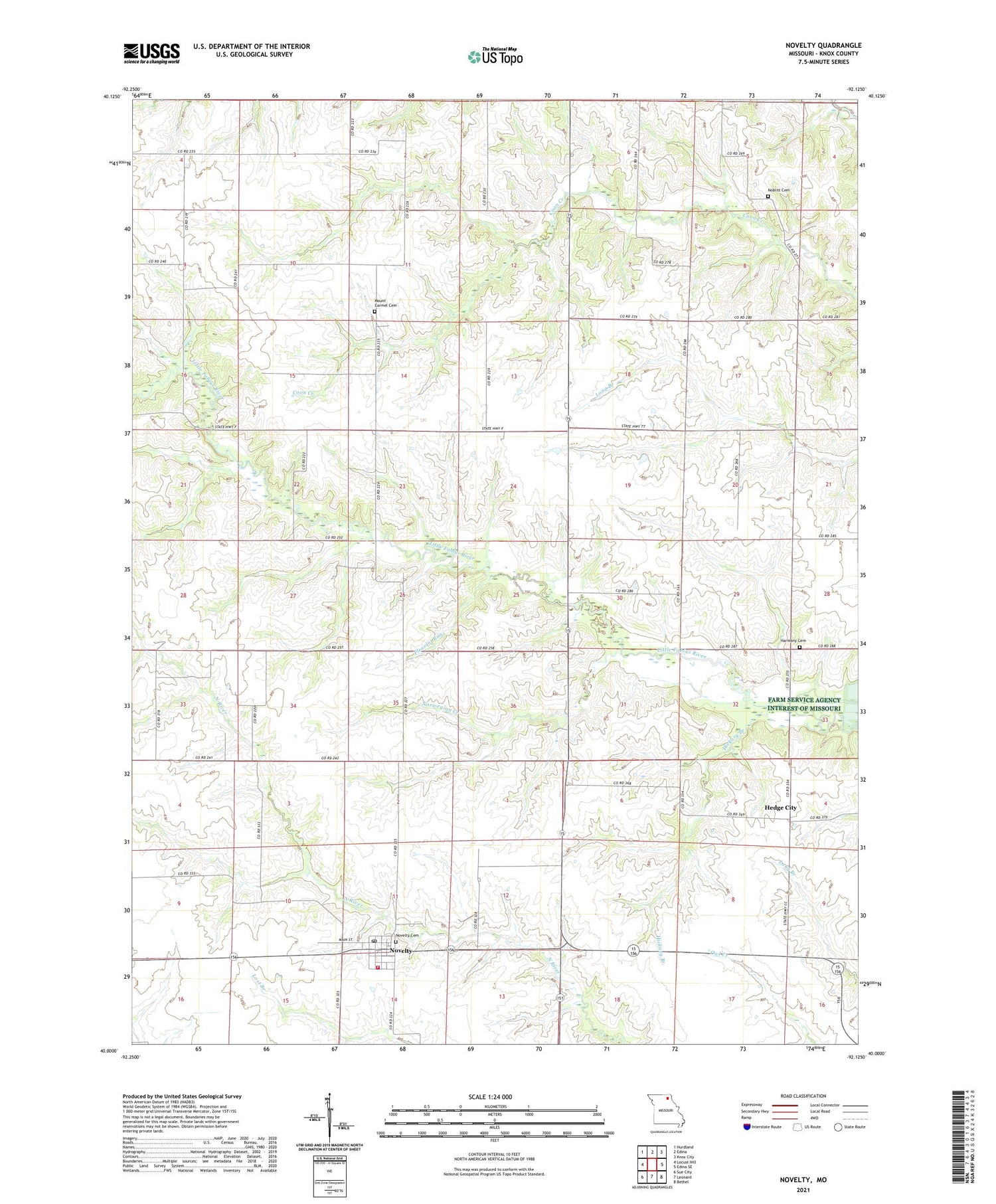 Novelty Missouri US Topo Map Image