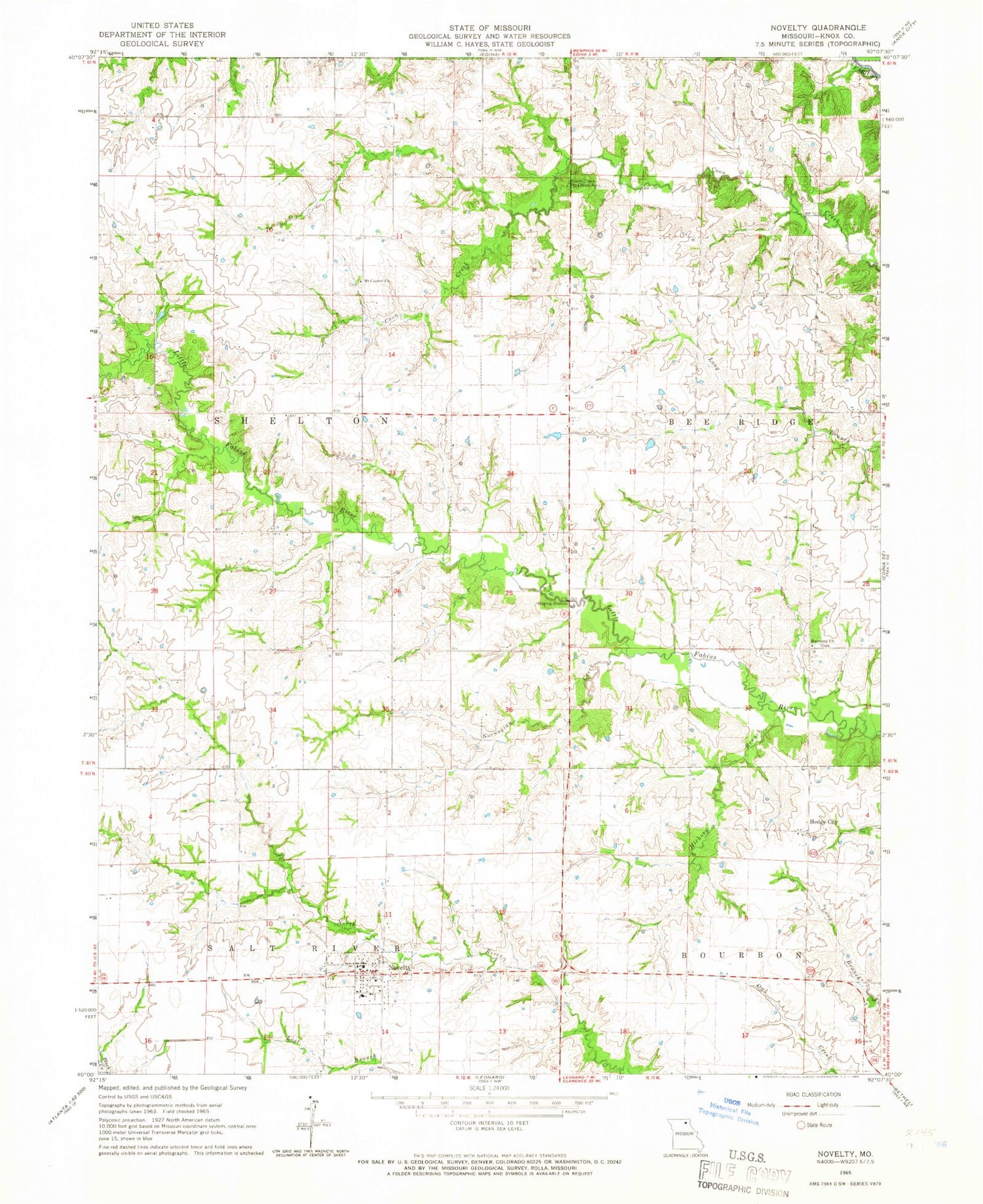 Classic USGS Novelty Missouri 7.5'x7.5' Topo Map Image