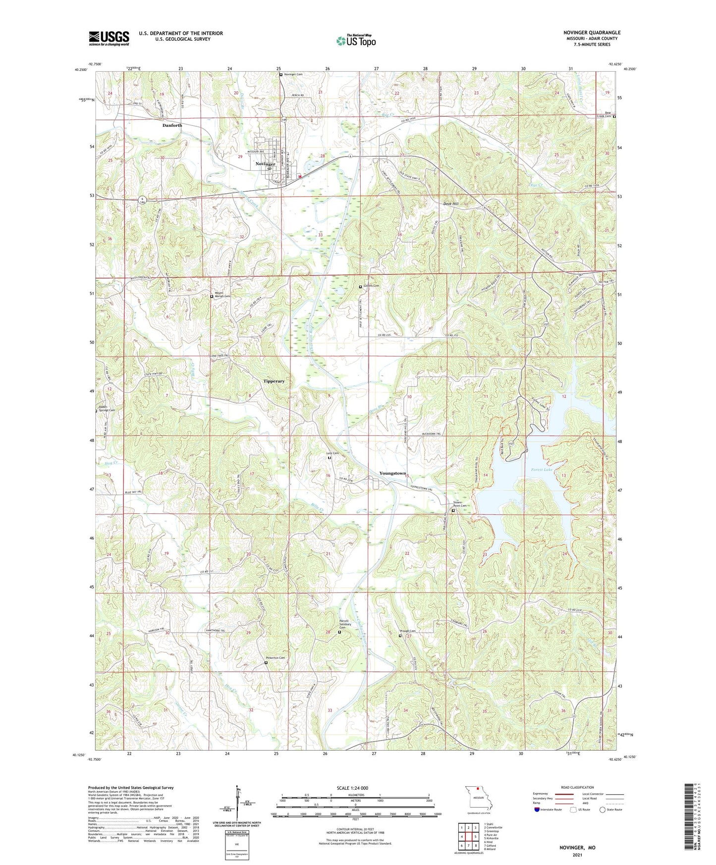 Novinger Missouri US Topo Map Image
