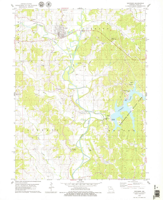 Classic USGS Novinger Missouri 7.5'x7.5' Topo Map Image
