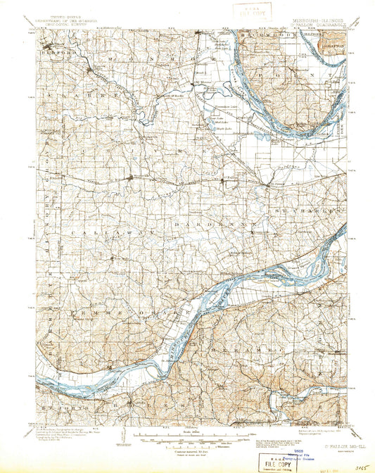 Historic 1903 O'Fallon Missouri 30'x30' Topo Map Image
