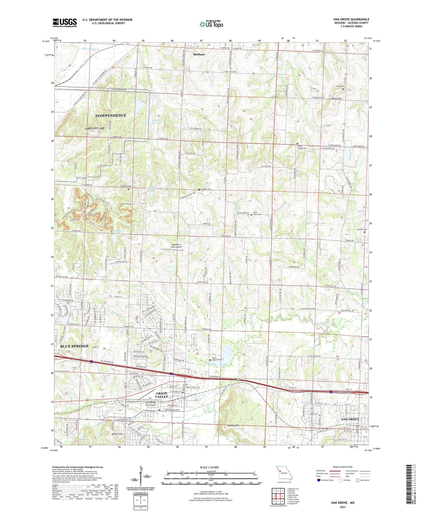 Oak Grove Missouri US Topo Map Image