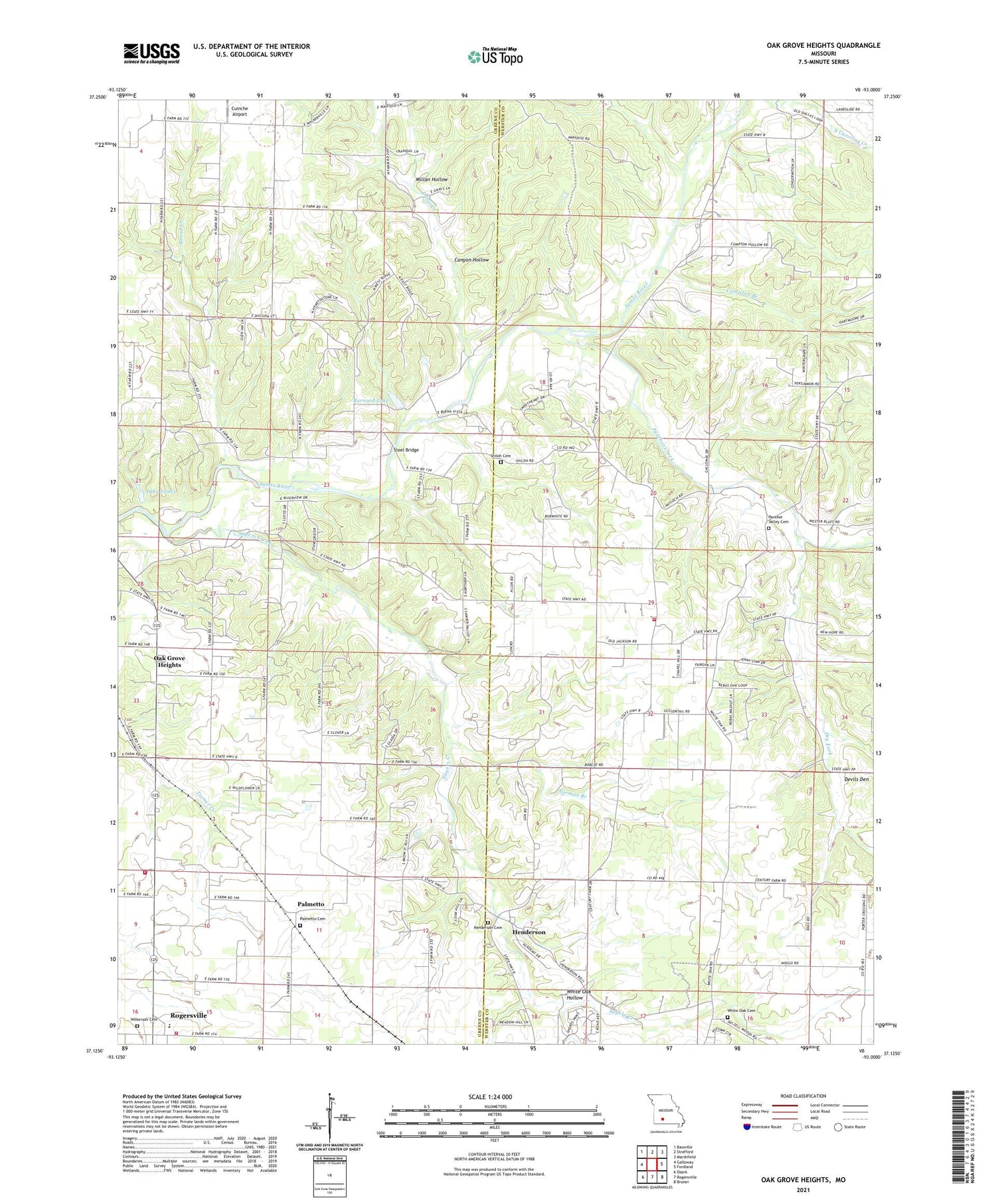 Oak Grove Heights Missouri US Topo Map Image