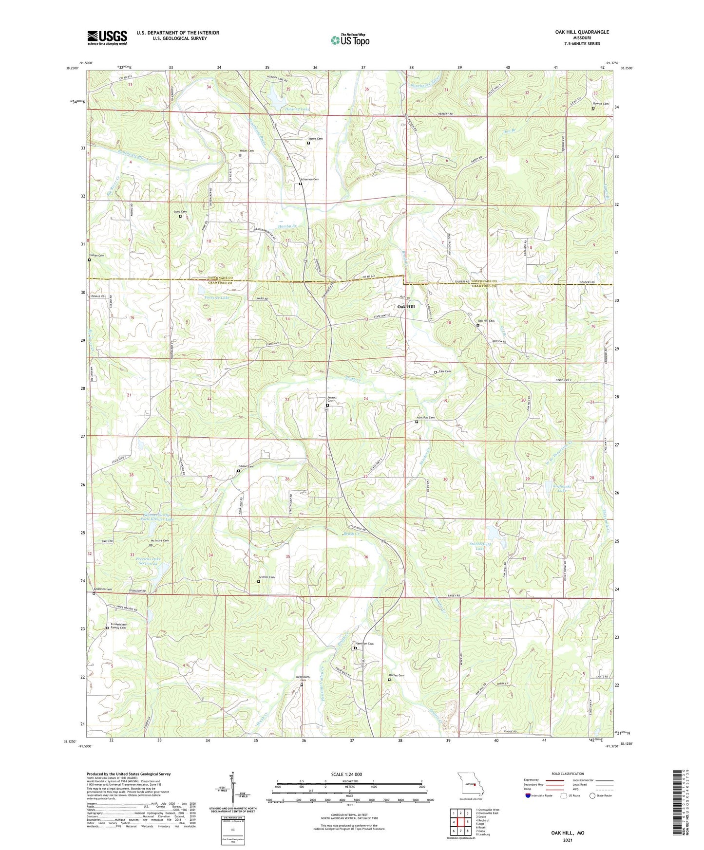Oak Hill Missouri US Topo Map Image