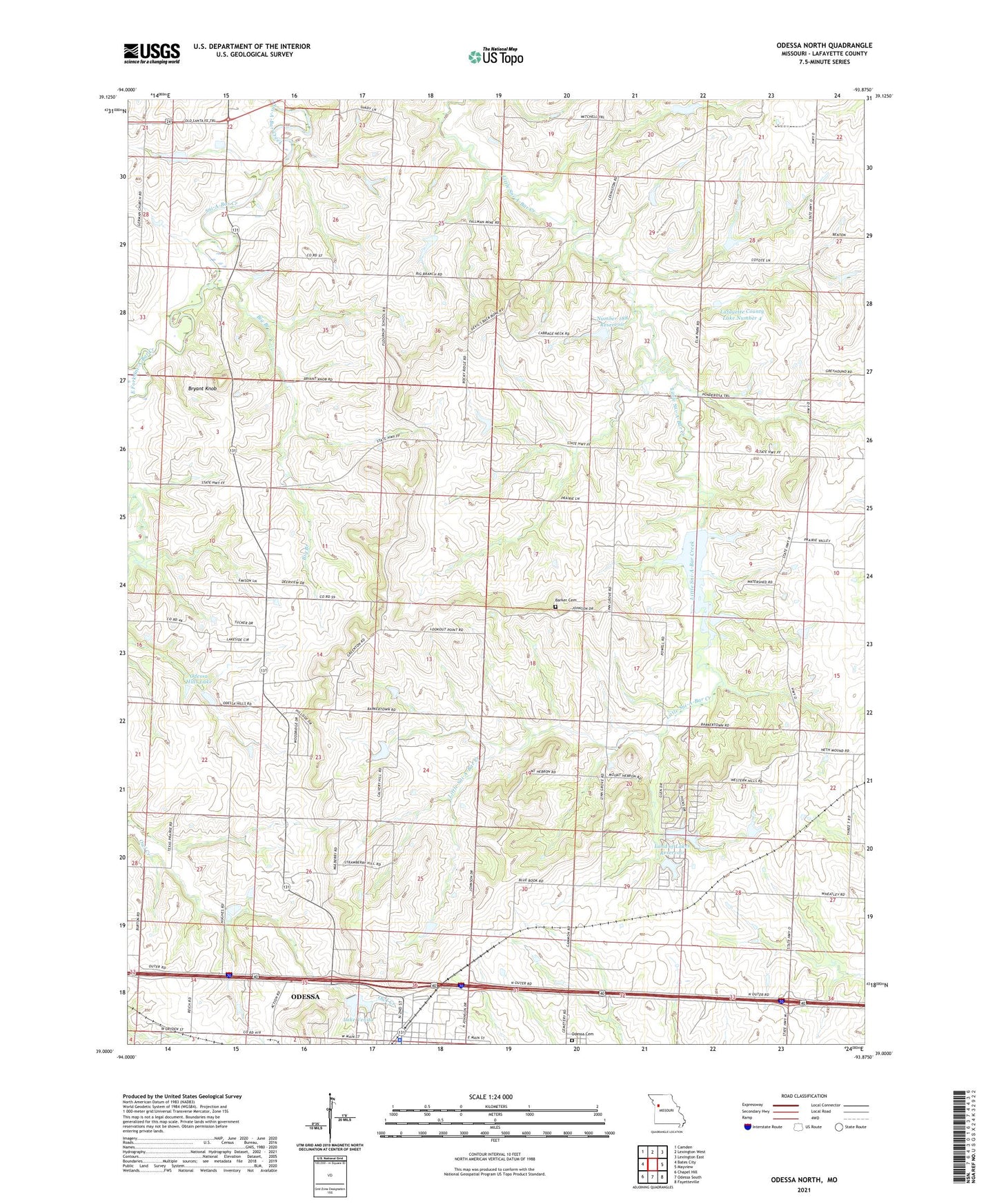 Odessa North Missouri US Topo Map Image