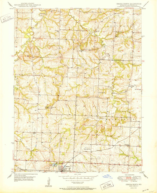Classic USGS Odessa North Missouri 7.5'x7.5' Topo Map Image