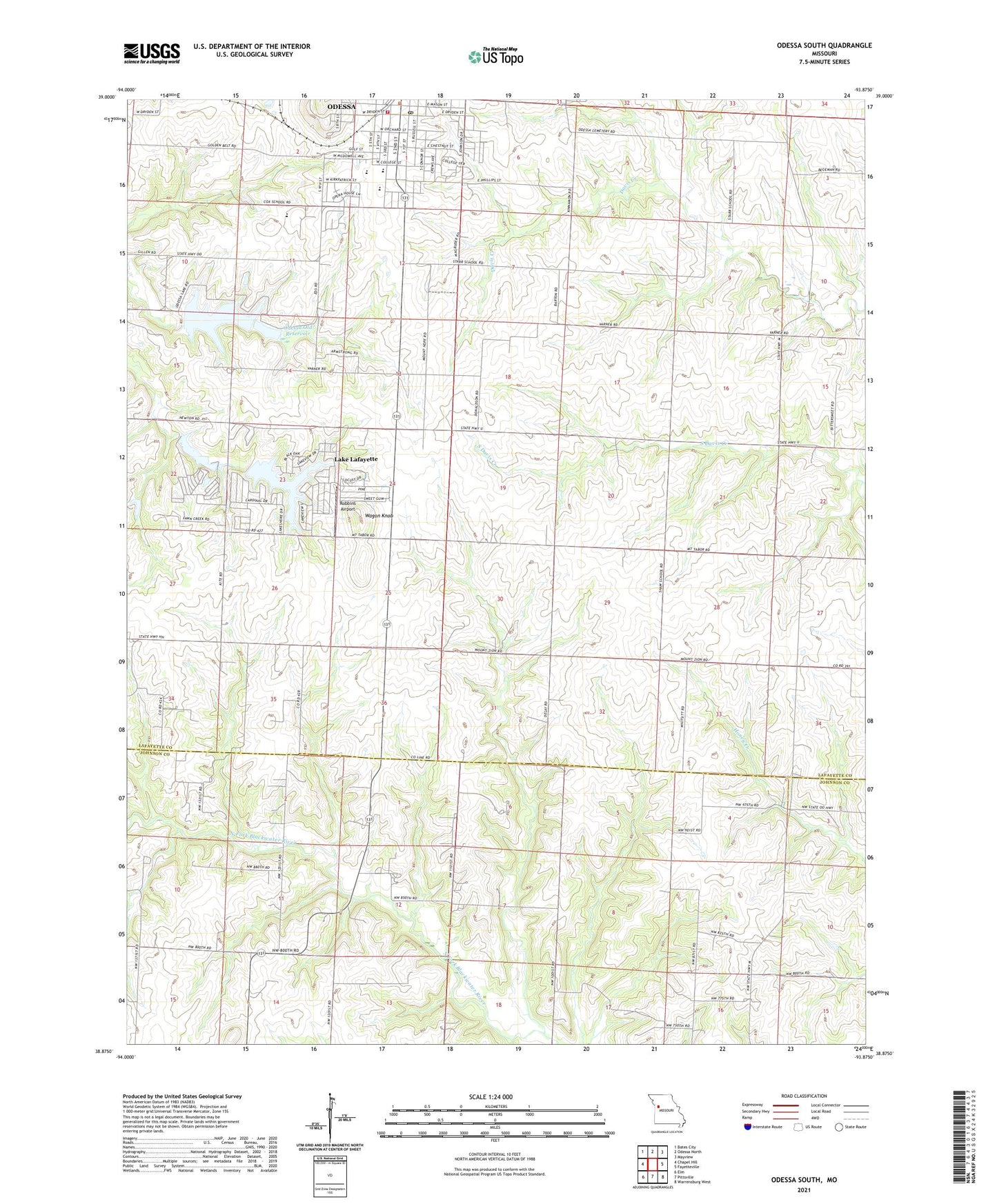 Odessa South Missouri US Topo Map Image