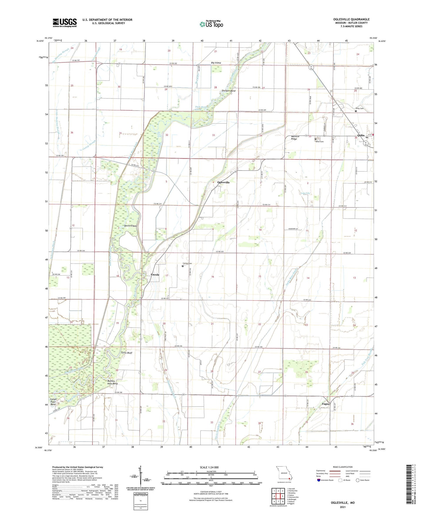 Oglesville Missouri US Topo Map Image