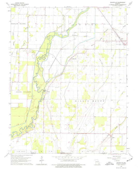 Classic USGS Oglesville Missouri 7.5'x7.5' Topo Map Image