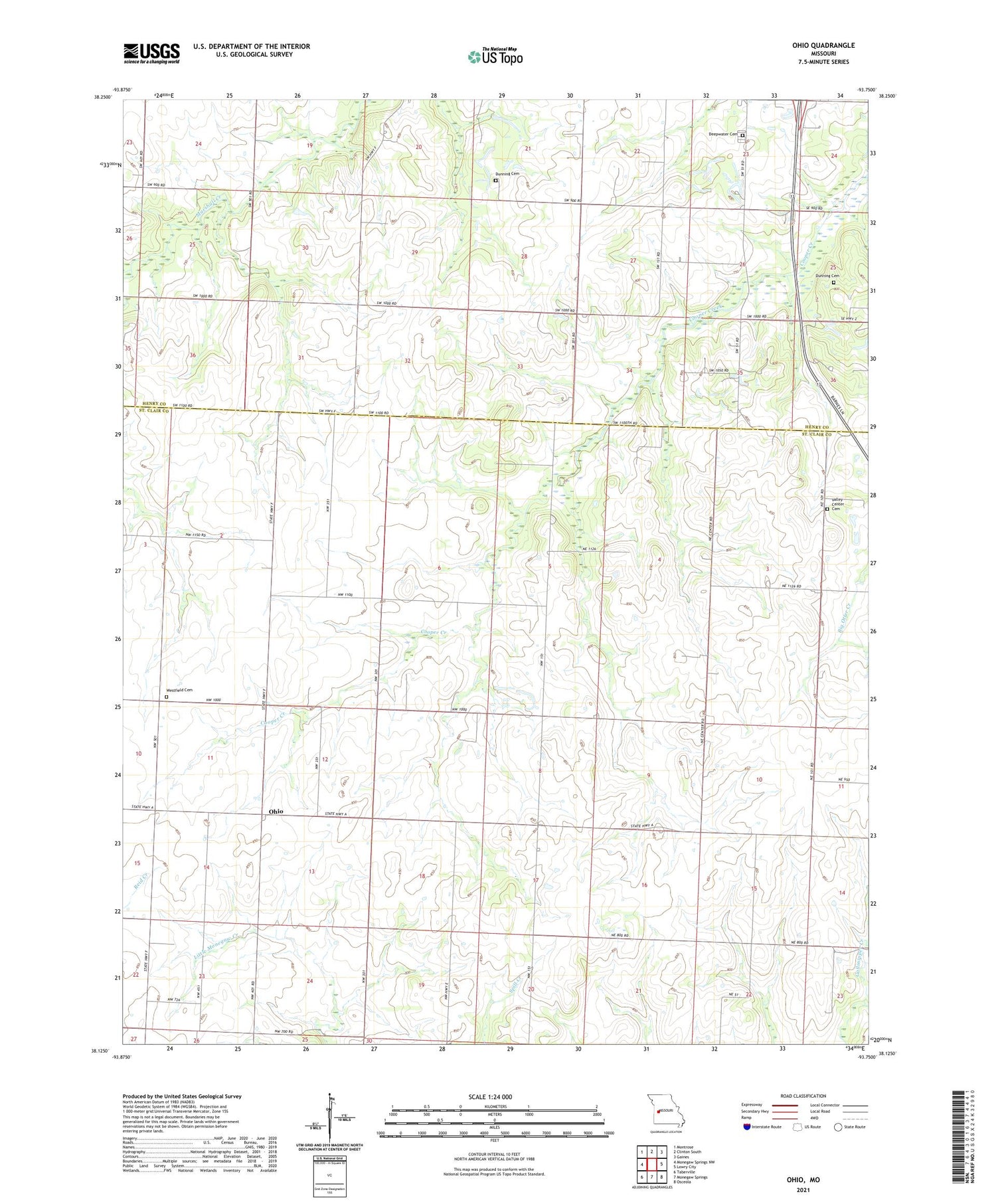 Ohio Missouri US Topo Map Image