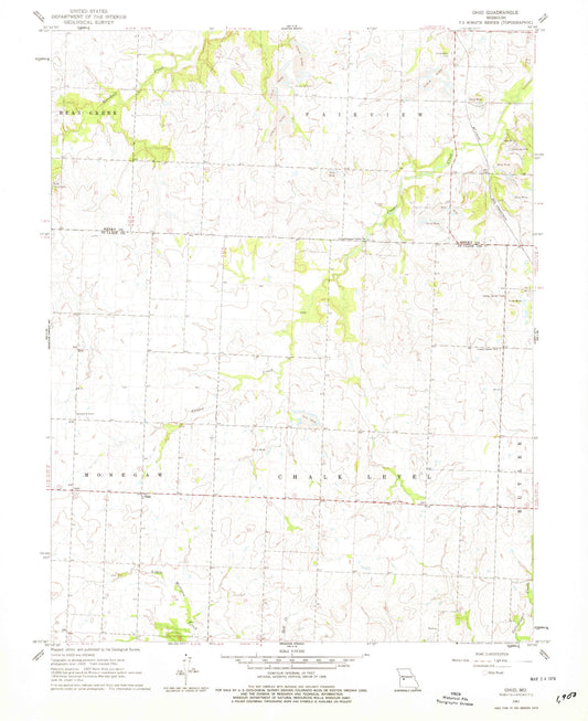 Classic USGS Ohio Missouri 7.5'x7.5' Topo Map Image