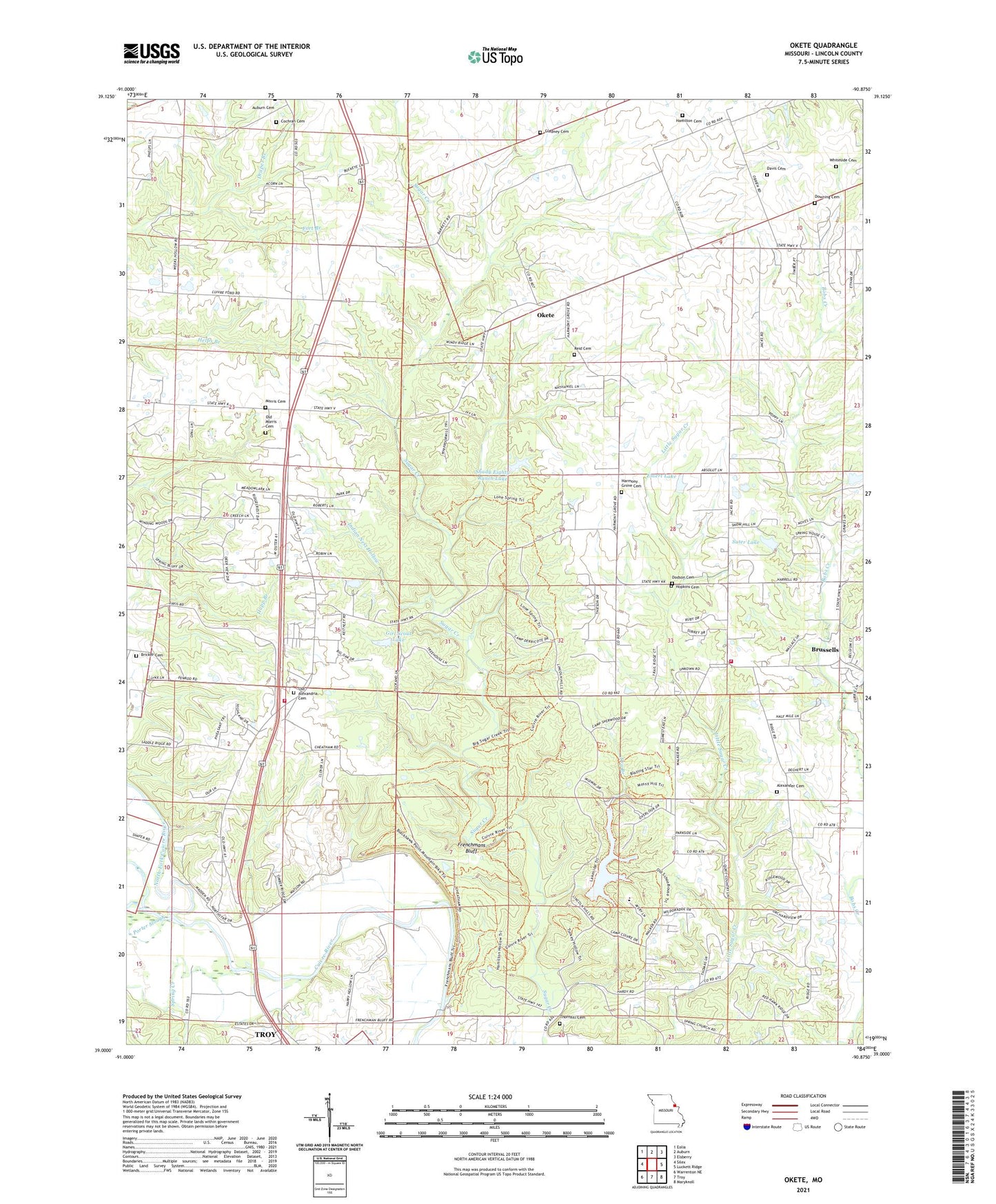 Okete Missouri US Topo Map Image