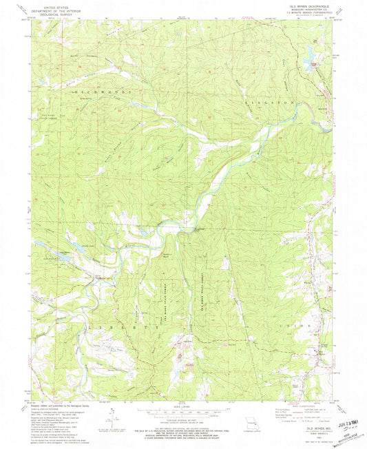 Classic USGS Old Mines Missouri 7.5'x7.5' Topo Map Image