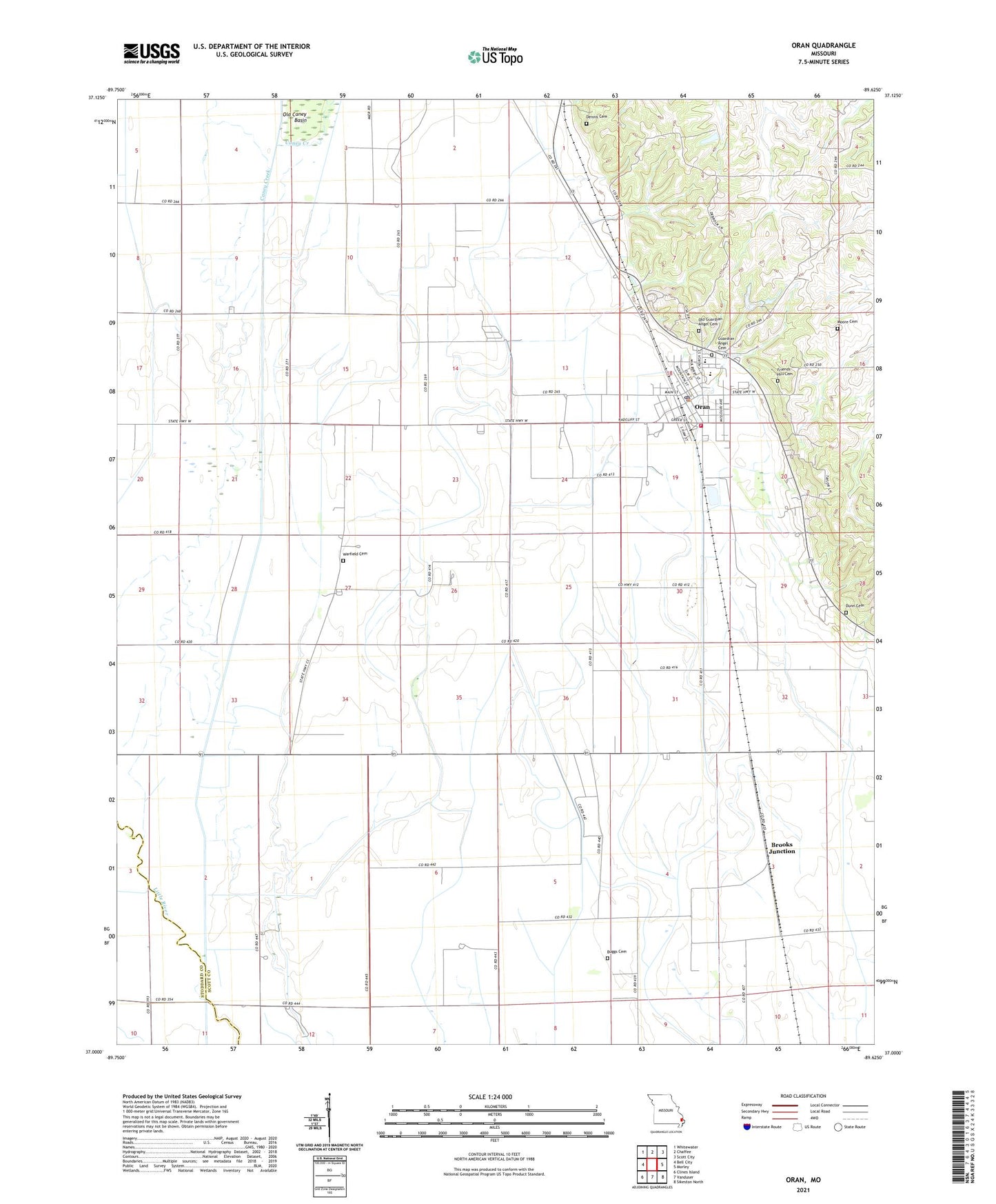 Oran Missouri US Topo Map Image