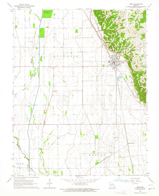 Classic USGS Oran Missouri 7.5'x7.5' Topo Map Image