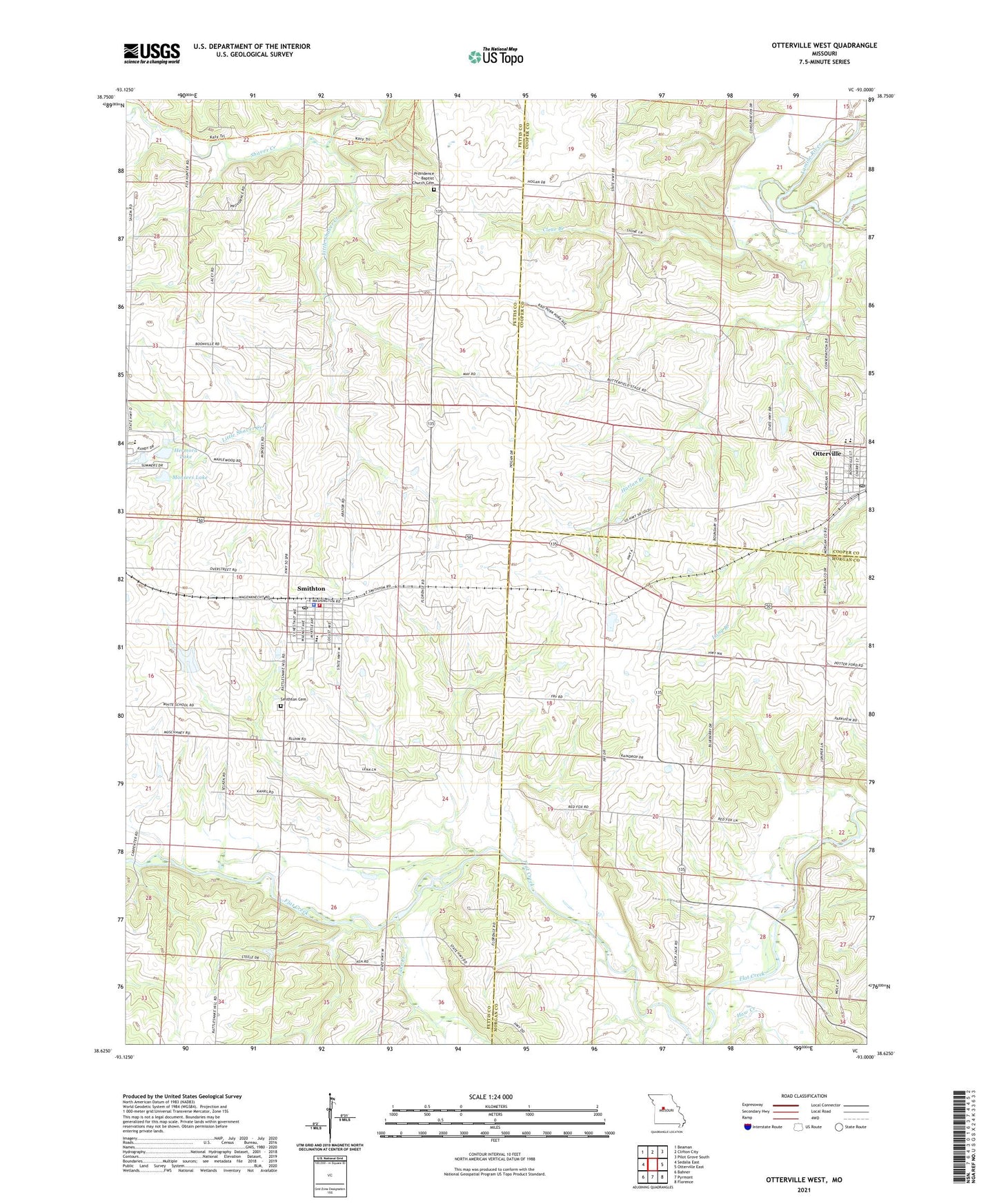 Otterville West Missouri US Topo Map Image