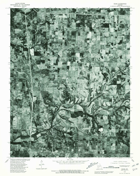 Classic USGS Ozark Missouri 7.5'x7.5' Topo Map Image