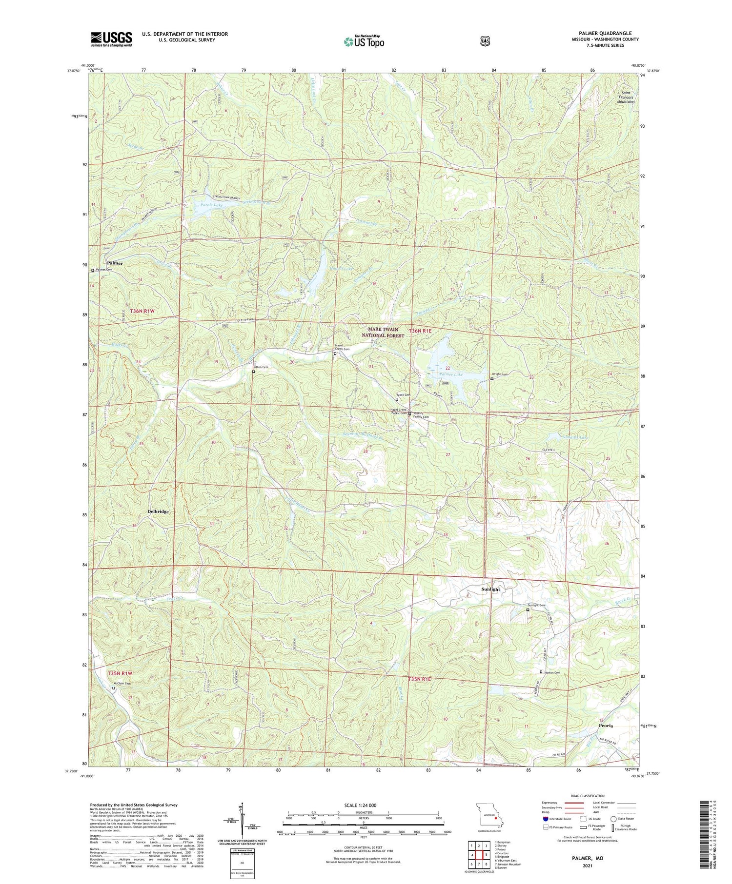 Palmer Missouri US Topo Map Image