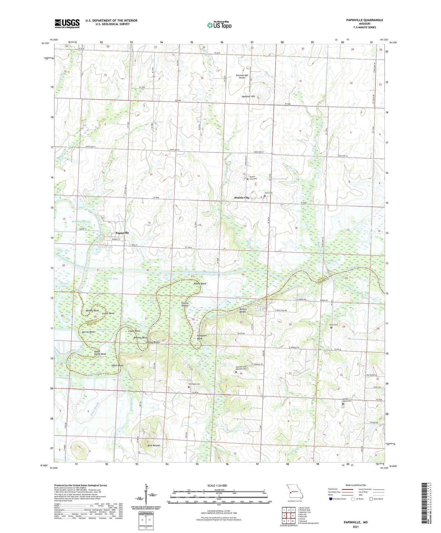 Papinville Missouri US Topo Map Image