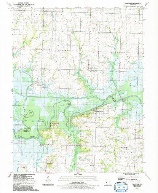 Classic USGS Papinville Missouri 7.5'x7.5' Topo Map Image