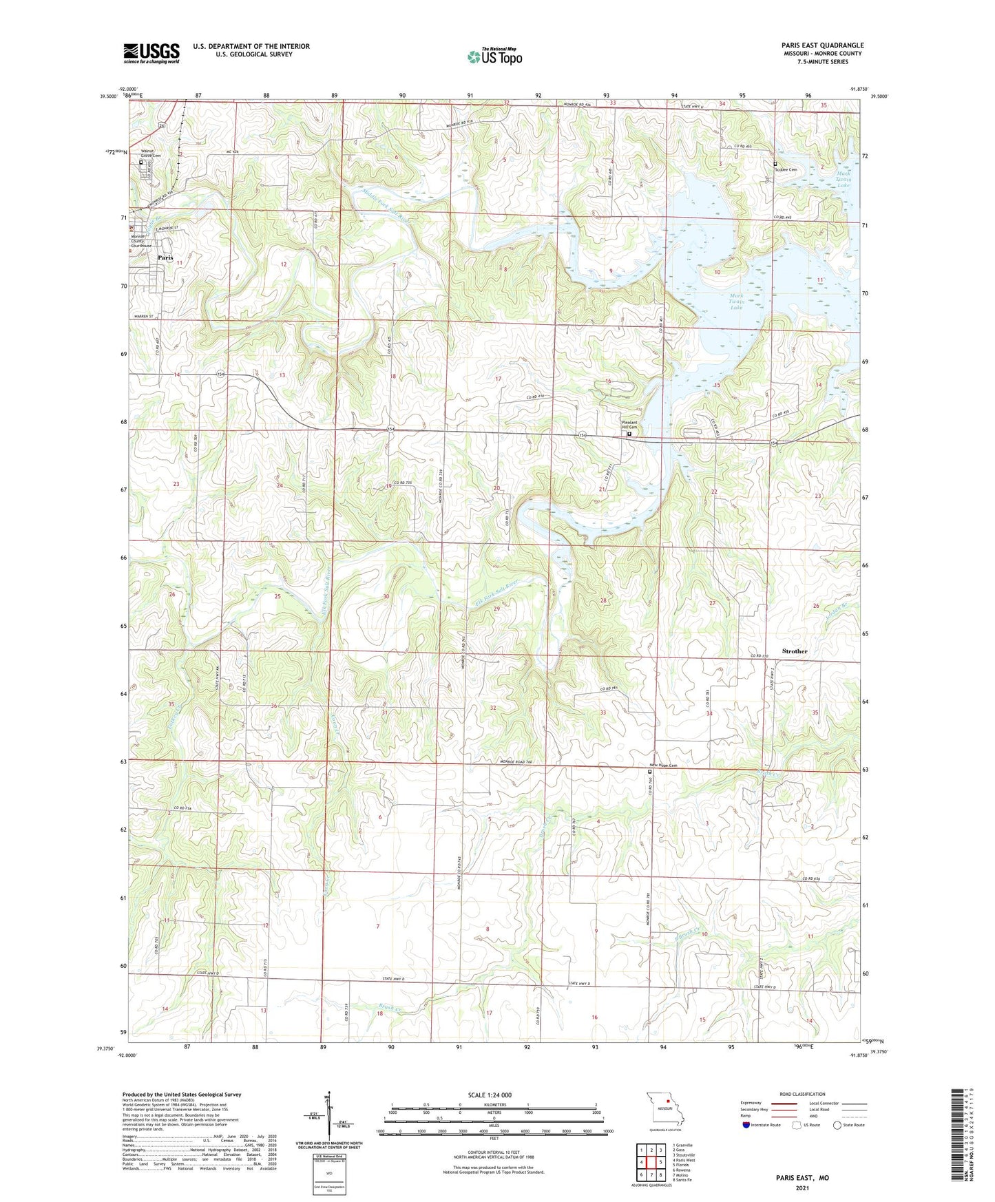 Paris East Missouri US Topo Map Image