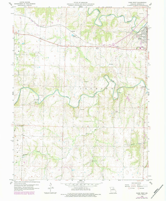 Classic USGS Paris West Missouri 7.5'x7.5' Topo Map Image
