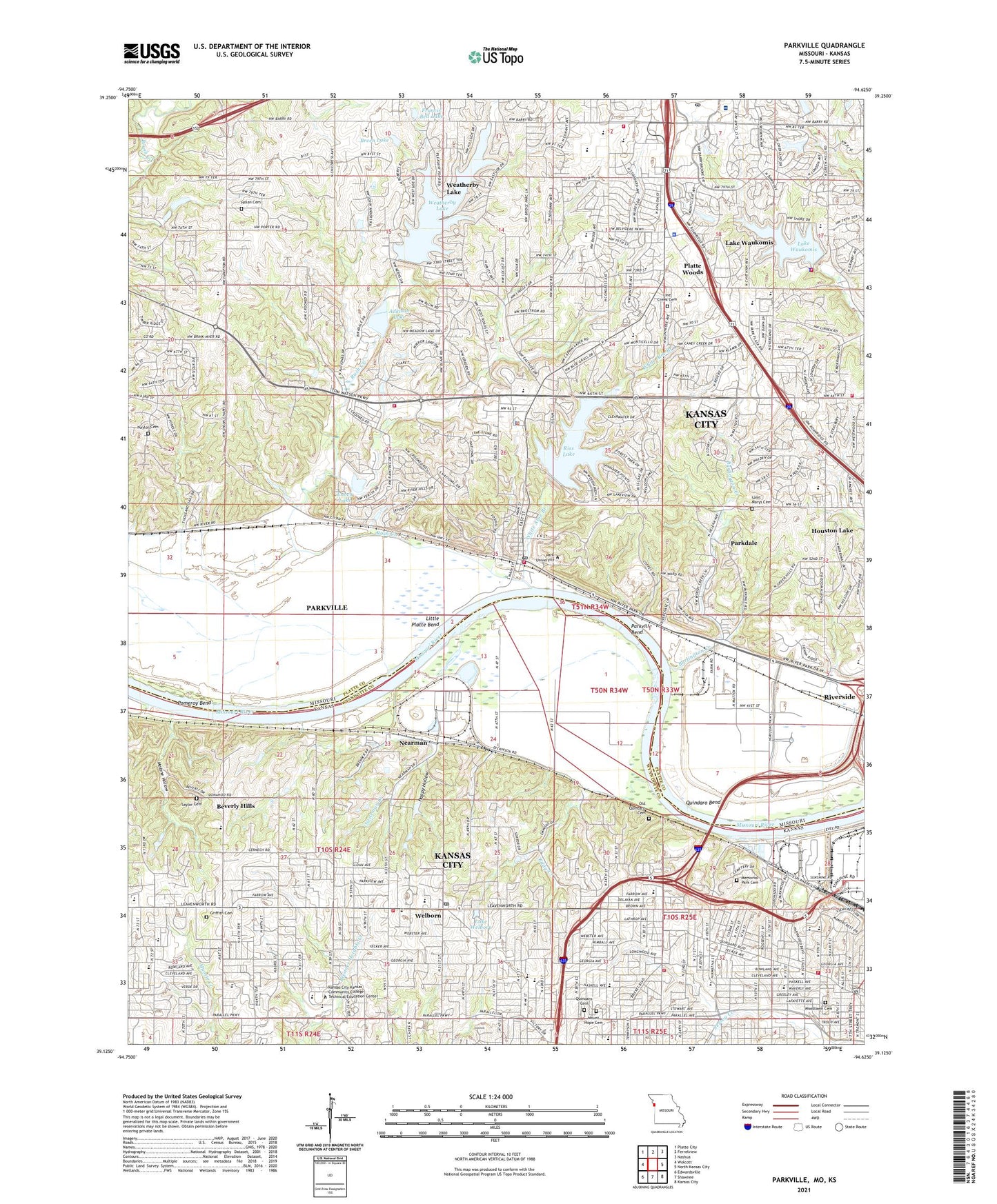 Parkville Missouri US Topo Map Image