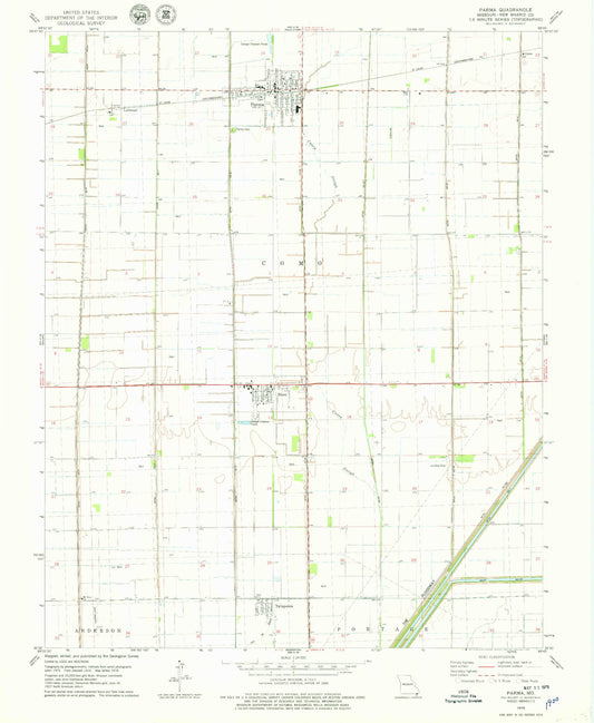 Classic USGS Parma Missouri 7.5'x7.5' Topo Map Image