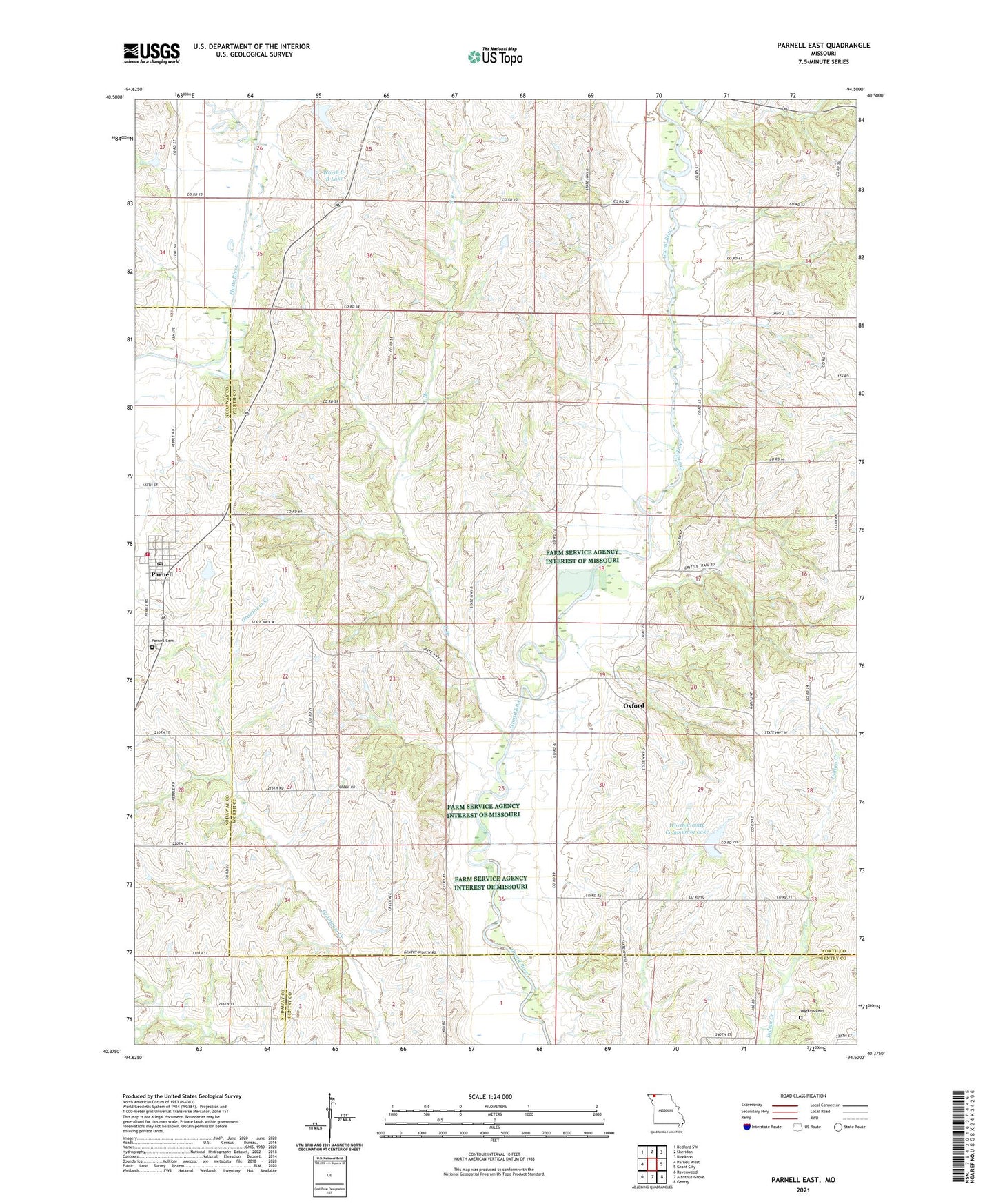 Parnell East Missouri US Topo Map Image