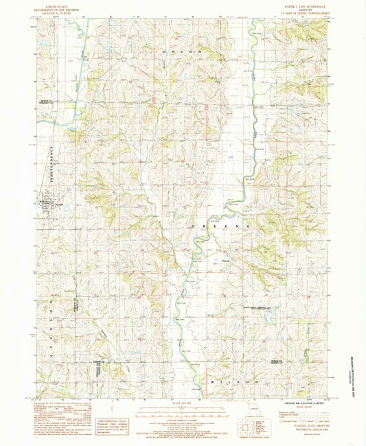 Classic USGS Parnell East Missouri 7.5'x7.5' Topo Map Image