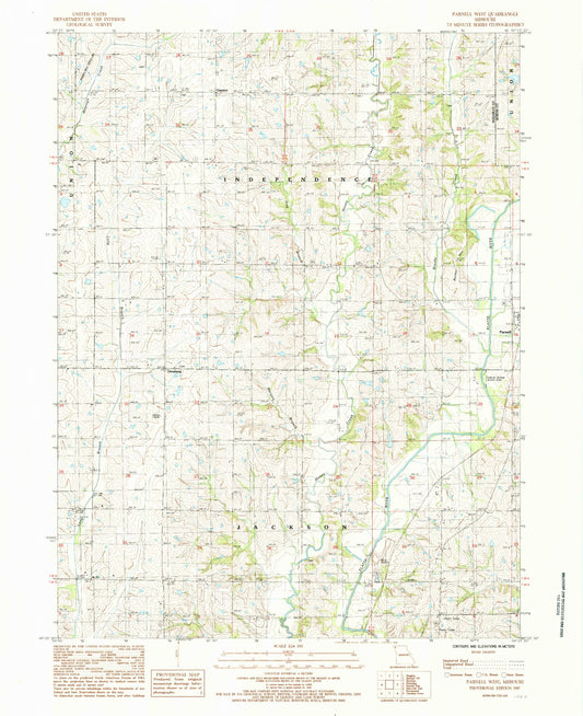 Classic USGS Parnell West Missouri 7.5'x7.5' Topo Map Image