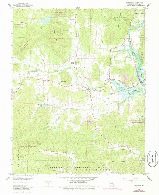 Classic USGS Patterson Missouri 7.5'x7.5' Topo Map Image