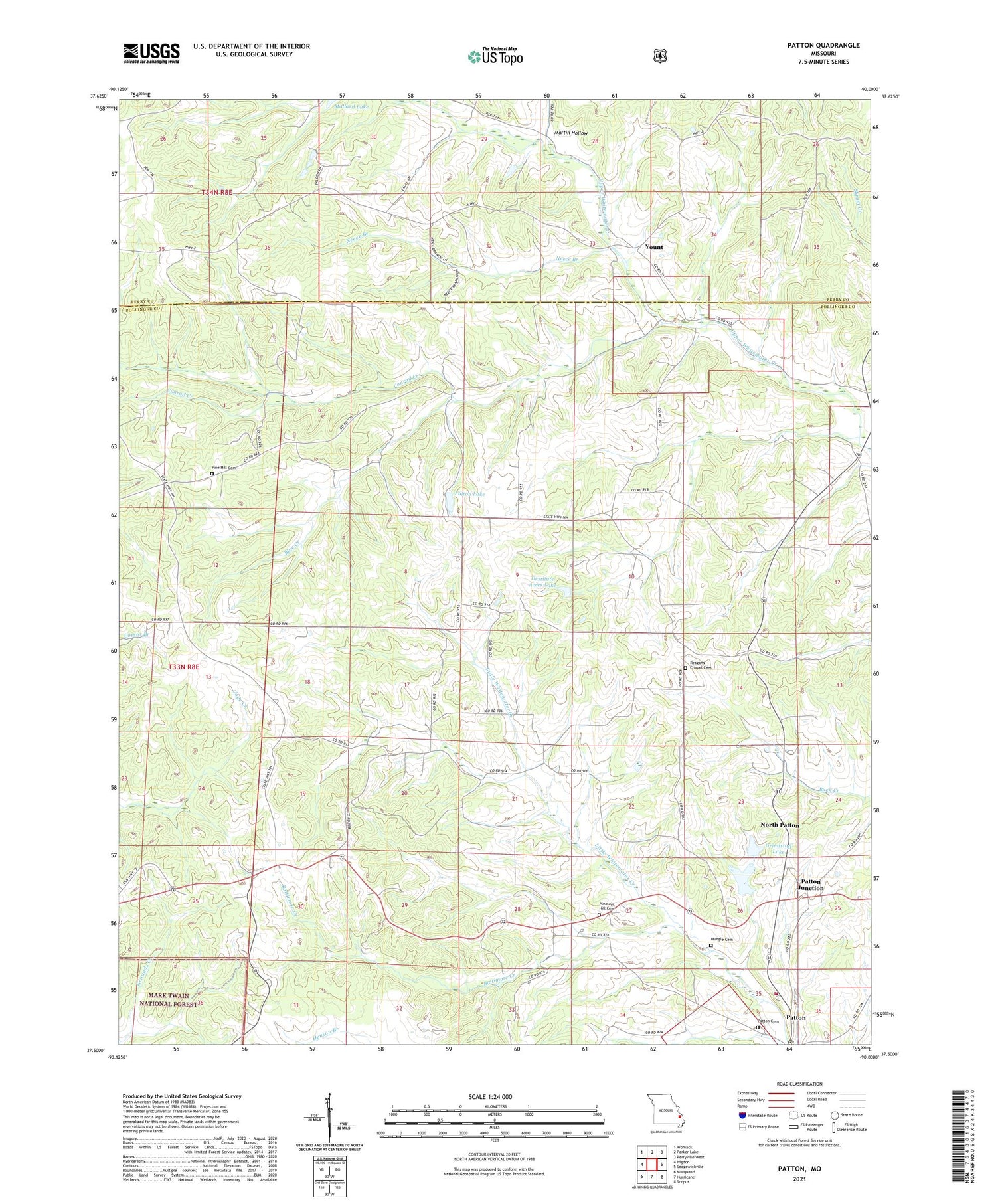Patton Missouri US Topo Map Image
