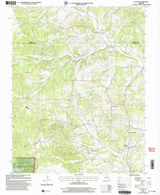 Classic USGS Patton Missouri 7.5'x7.5' Topo Map Image