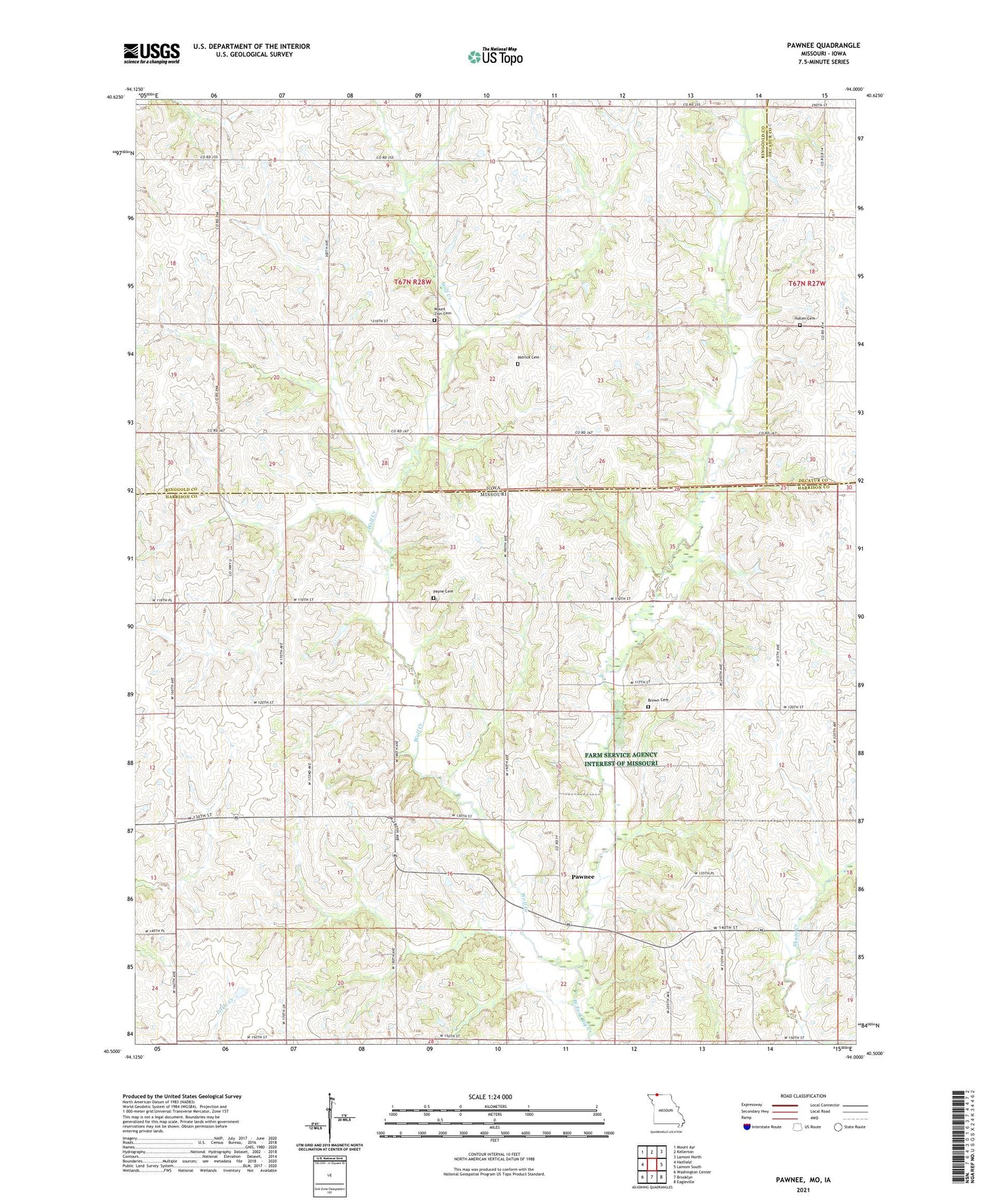 Pawnee Missouri US Topo Map Image